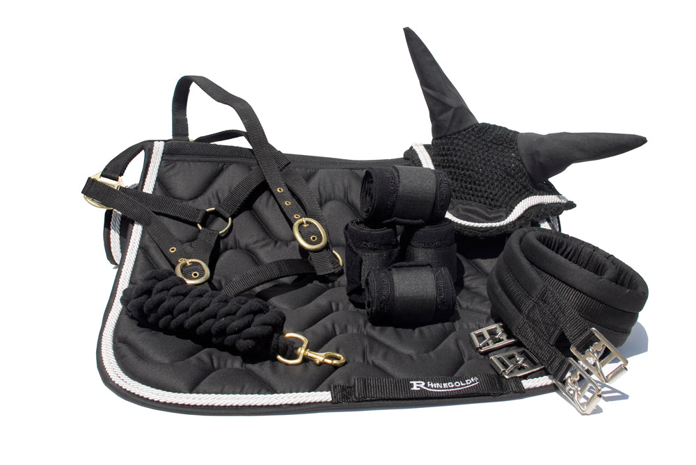 Horse Matching Set, horse matchy set, black matchy set for horse, black saddlecloth, Rhinegold matching set