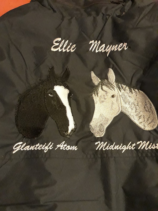 Personalised Bronte equestrian Jacket horse photo with two horse heads  (Adults)