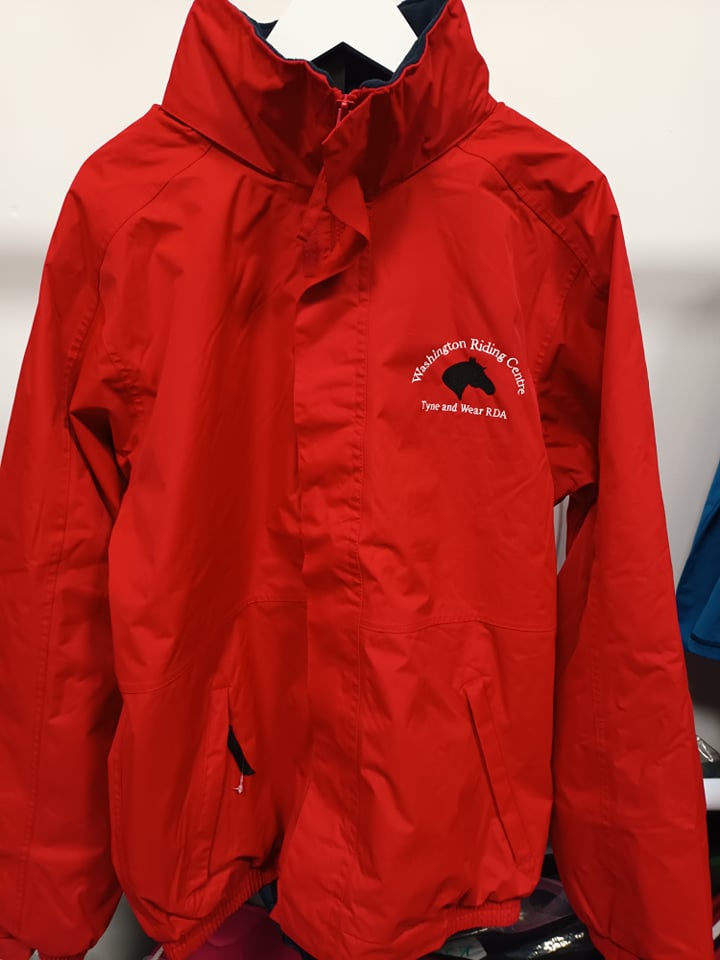 Personalised equestrian jacket (waterproof) with yard or club logo front and back