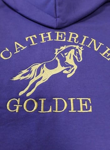 Kids personalised horse hoodie : show jumping pony