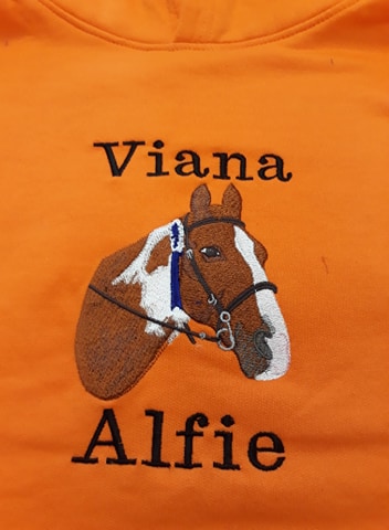 Horse hoodie (kids), horse photo embroidery