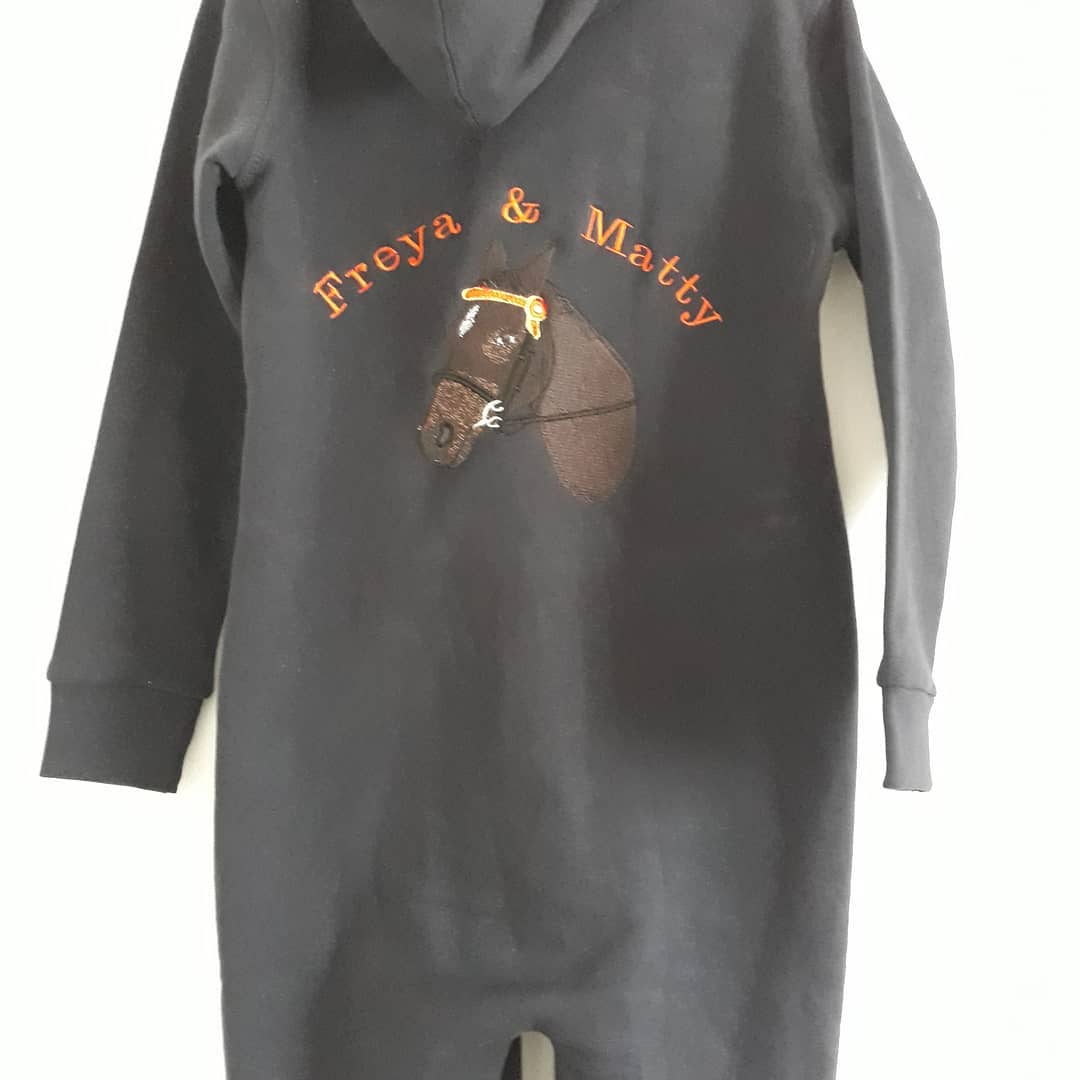 Personalised equestrian onesie(adults) : horse embroidery from photo