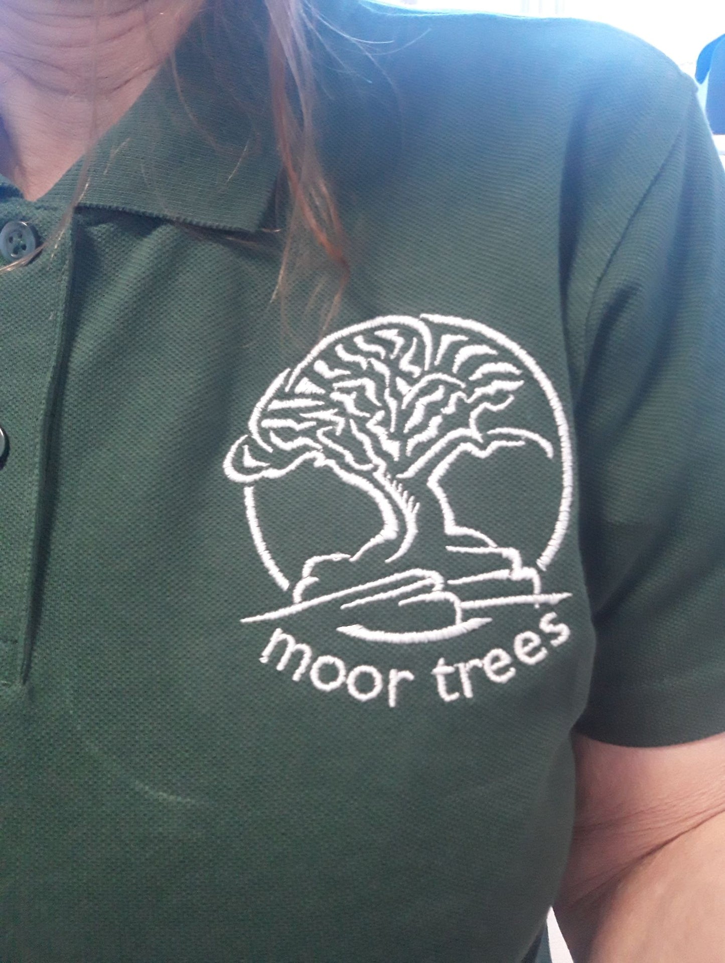 Ladies polo shirt with embroidered Moor Trees logo