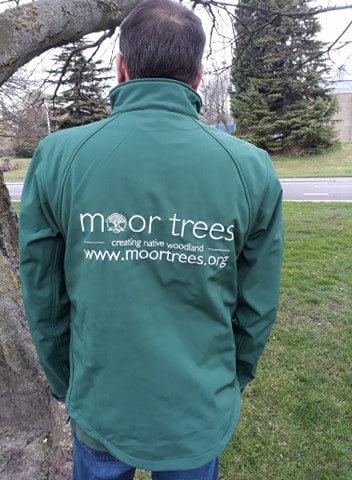 Men's soft shell jacket with Moor Trees embroidered logo