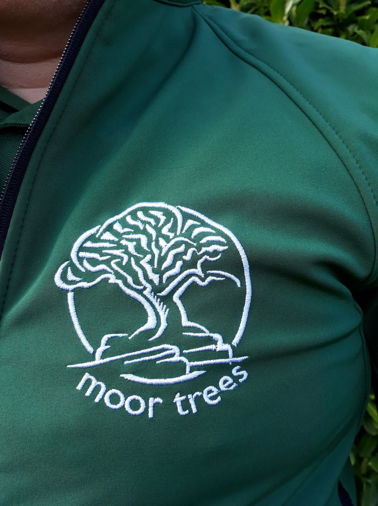 Ladies soft shell jacket with Moor Trees embroidered Logo