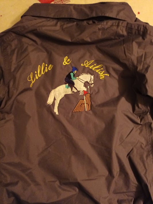 Personalised equestrian jacket/ waterproof /with horse photo embroidery full image